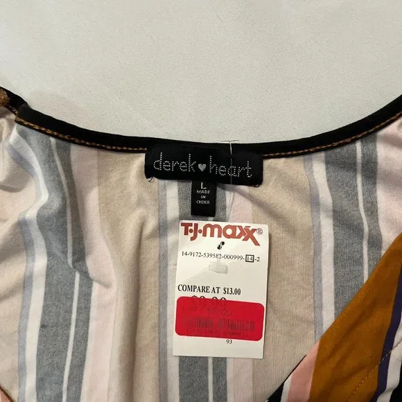 Derek Heart Multi-Color Striped Dress w/ Buttons - Picture 6 of 6